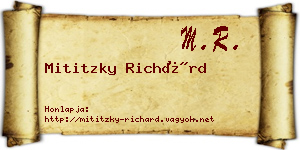 Mititzky Richárd névjegykártya